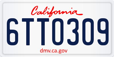 CA license plate 6TTO309