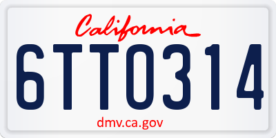 CA license plate 6TTO314