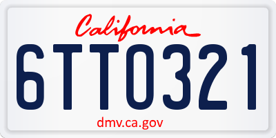 CA license plate 6TTO321
