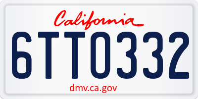 CA license plate 6TTO332