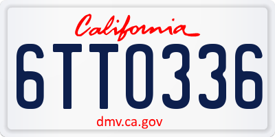 CA license plate 6TTO336