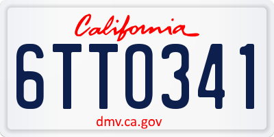 CA license plate 6TTO341
