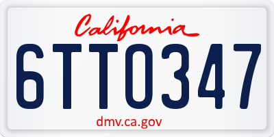 CA license plate 6TTO347