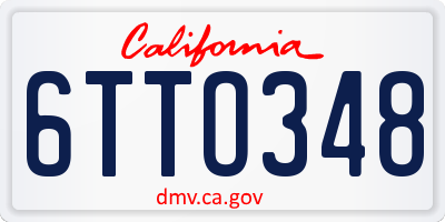CA license plate 6TTO348