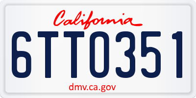 CA license plate 6TTO351