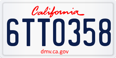 CA license plate 6TTO358