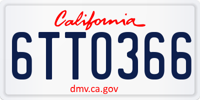 CA license plate 6TTO366