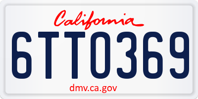 CA license plate 6TTO369
