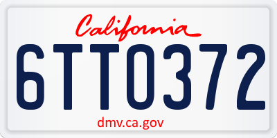 CA license plate 6TTO372