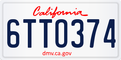 CA license plate 6TTO374