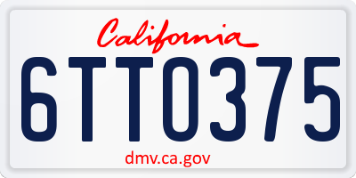CA license plate 6TTO375