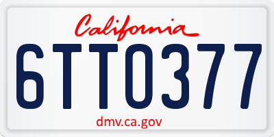 CA license plate 6TTO377