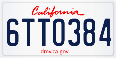 CA license plate 6TTO384