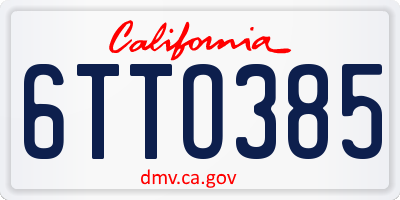 CA license plate 6TTO385