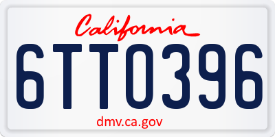 CA license plate 6TTO396
