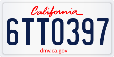 CA license plate 6TTO397