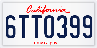 CA license plate 6TTO399