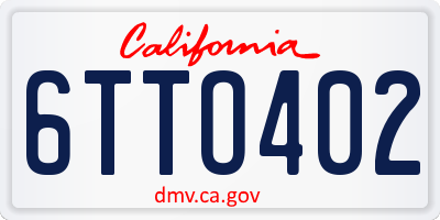 CA license plate 6TTO402