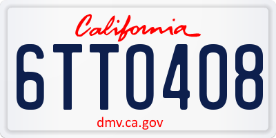 CA license plate 6TTO408