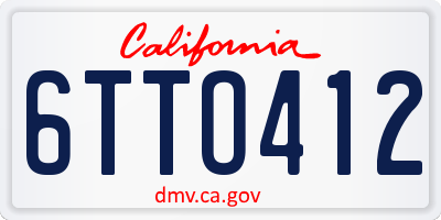 CA license plate 6TTO412