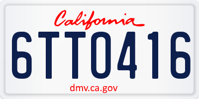 CA license plate 6TTO416