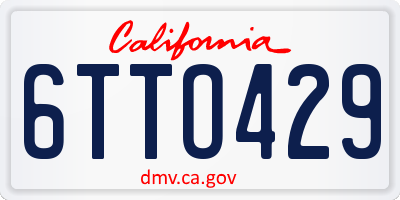 CA license plate 6TTO429