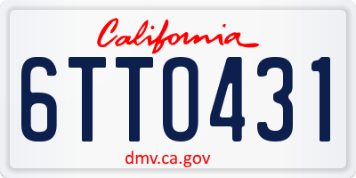 CA license plate 6TTO431