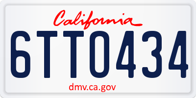 CA license plate 6TTO434