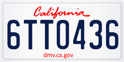CA license plate 6TTO436