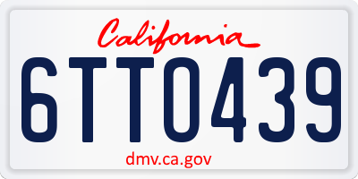 CA license plate 6TTO439