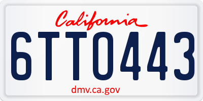 CA license plate 6TTO443