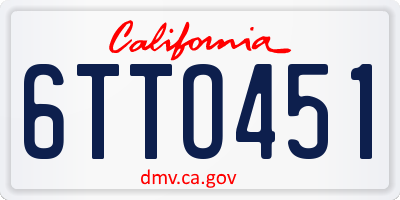 CA license plate 6TTO451
