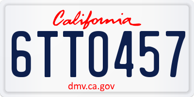 CA license plate 6TTO457