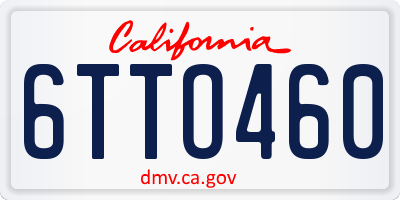 CA license plate 6TTO460