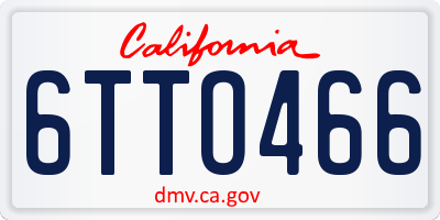 CA license plate 6TTO466