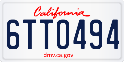 CA license plate 6TTO494