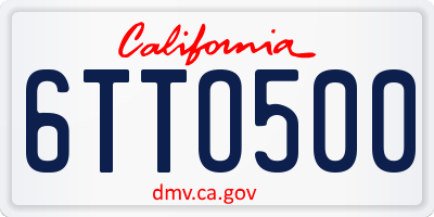 CA license plate 6TTO500