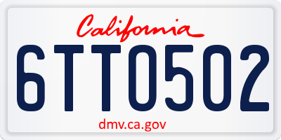 CA license plate 6TTO502
