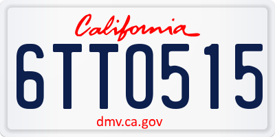 CA license plate 6TTO515