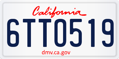CA license plate 6TTO519