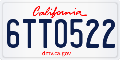 CA license plate 6TTO522