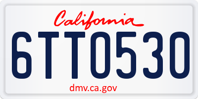 CA license plate 6TTO530