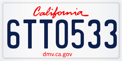 CA license plate 6TTO533