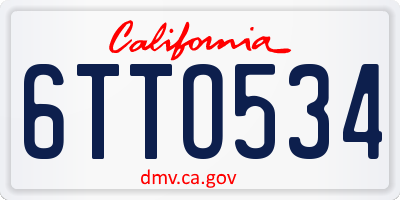 CA license plate 6TTO534