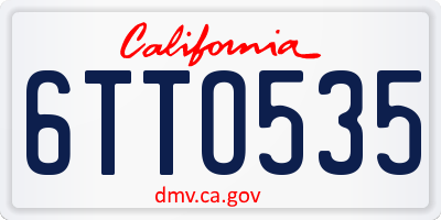 CA license plate 6TTO535