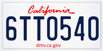 CA license plate 6TTO540