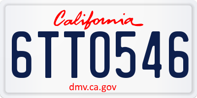 CA license plate 6TTO546