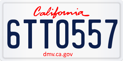 CA license plate 6TTO557