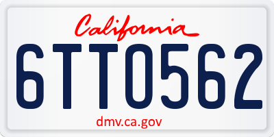 CA license plate 6TTO562