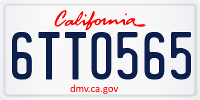 CA license plate 6TTO565